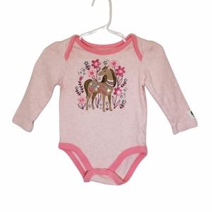 John Deere Horse and Flower Longsleeve Bodysuit Pink